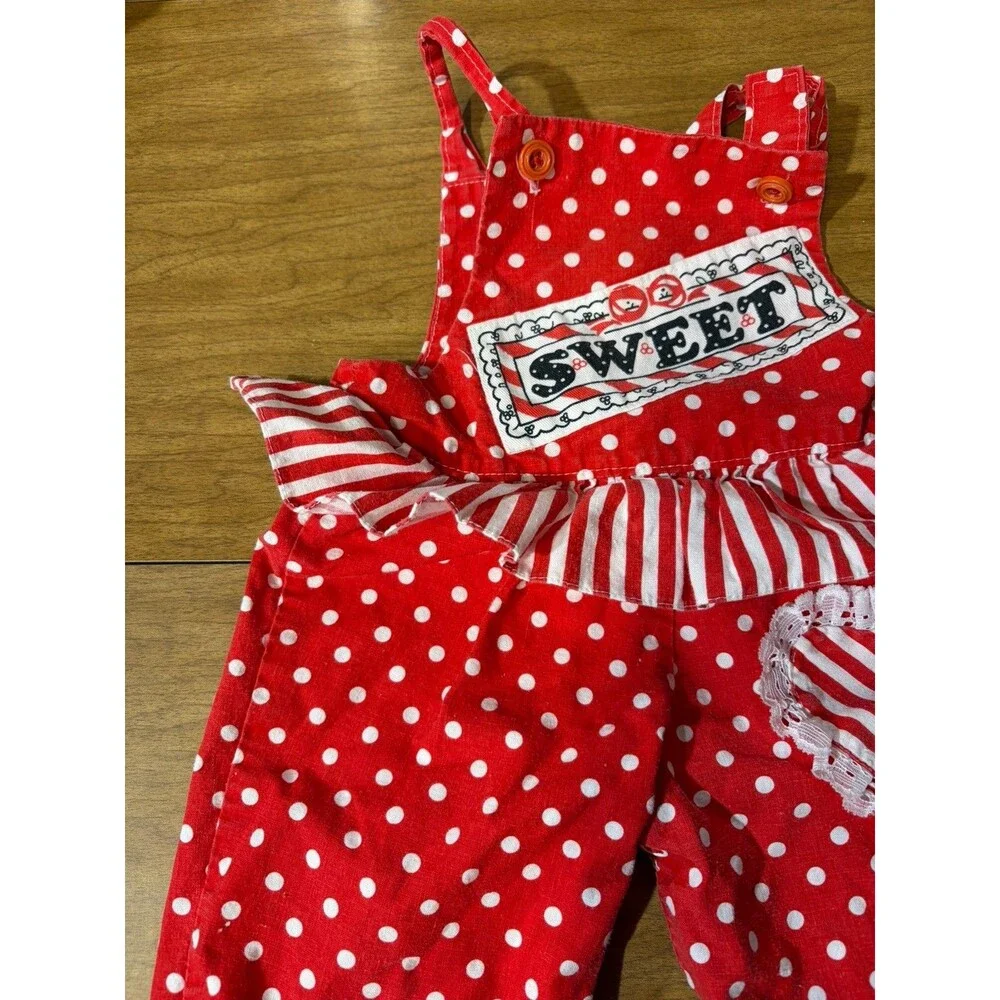Vintage Polka Dot Overall Romper  9-12 Months
